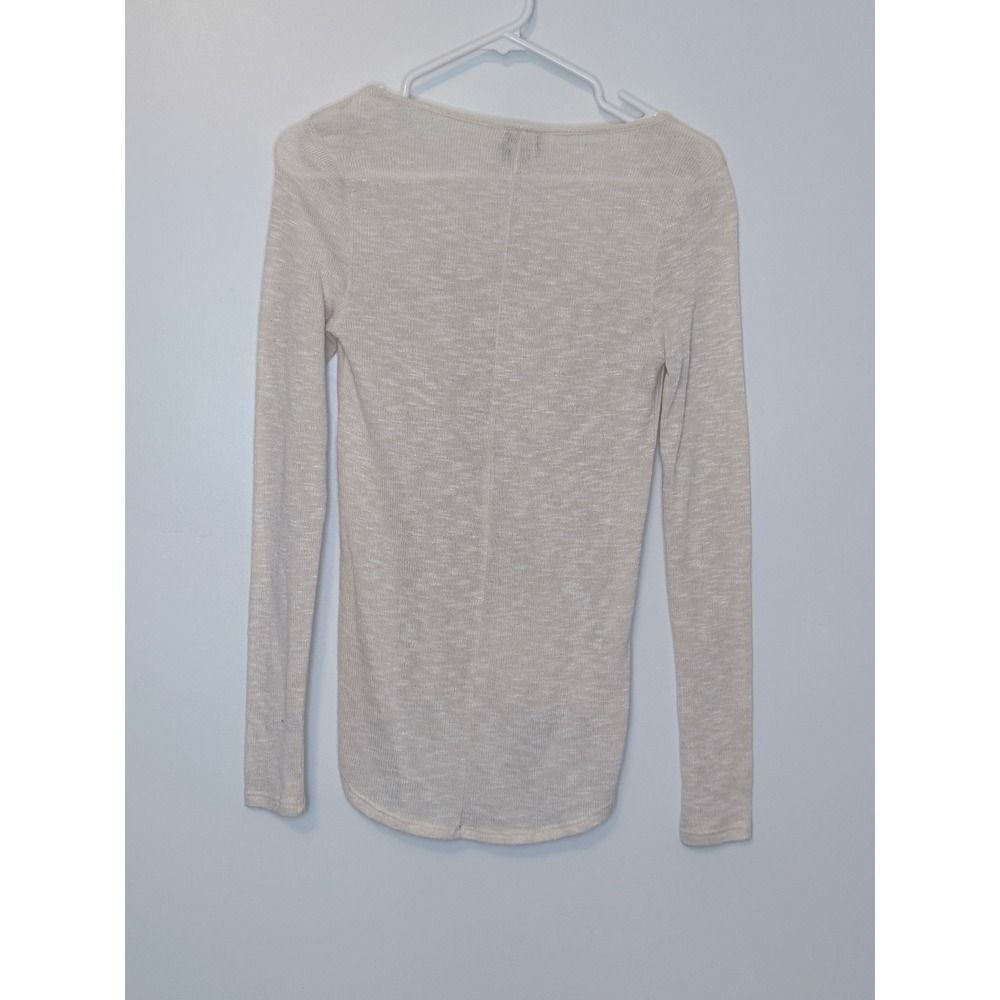 Daytrip Cream Lace Rhinestone High Low Long Sleeve Top XS Ivory Marl - Picture 5 of 6